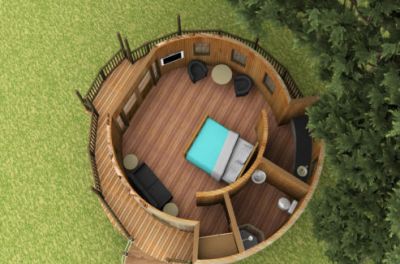 3d model showing of Eco-Lodge tree house