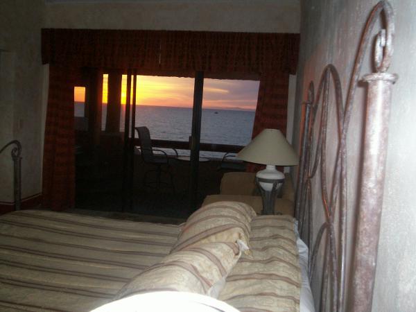 Sunset view from master suite king bed. 
