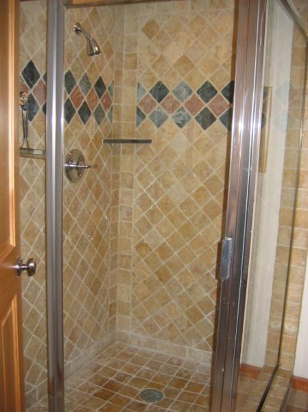 shower in master bathroom