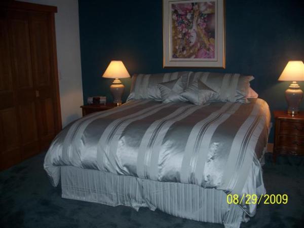 Master Bedroom with TV, phone, great King bed