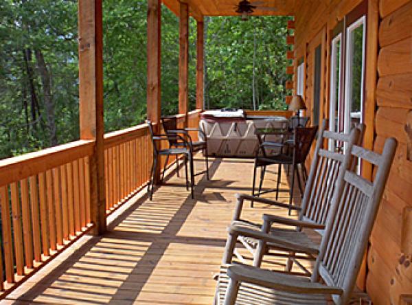 Covered Porch with Rocking Chairs
