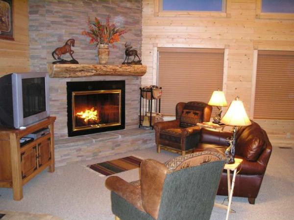 Great Room with woodburning fireplace 
