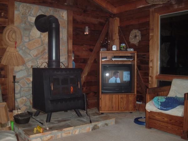Wood stove and TV