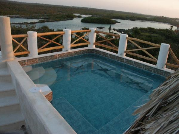 Heated rooftop pool overlooking the lagoon