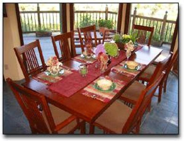 Mission style dining table seats 8