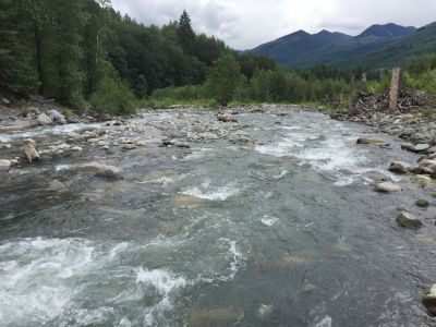 Scenic views of river and mountains - Glacier Springs