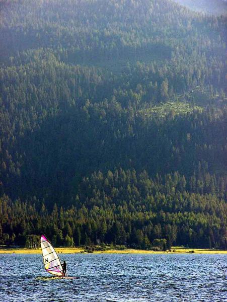 Windsurfing on Cascade Lake