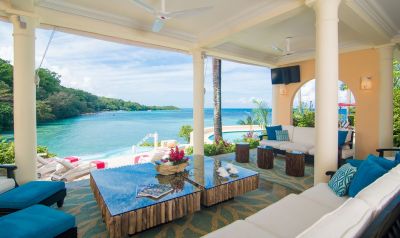 View of Caribbean Sea and pool