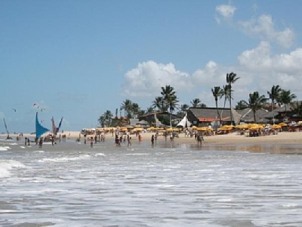 The beach in front of the village