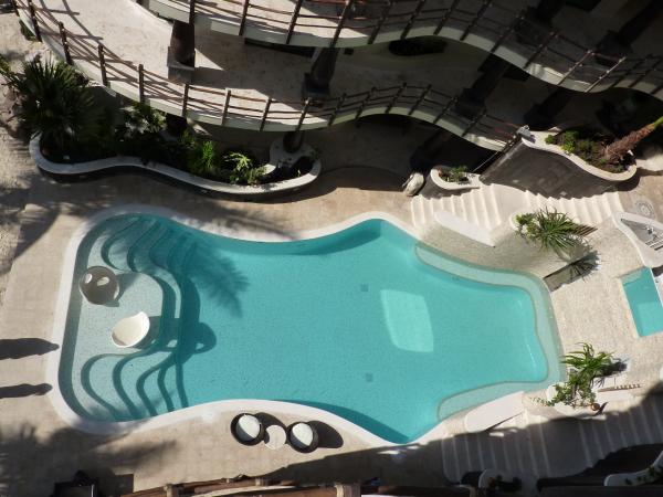 view of pool from upper floor