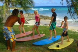 Surfing lessons at Surfer's Bay, Barbados
