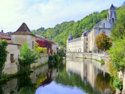 Brantome Abbey beside the river
