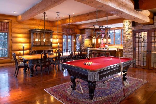 Dinning area with pool table infront