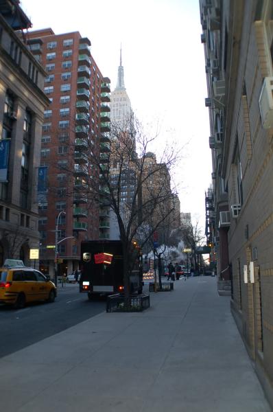 view of empire State building from front door