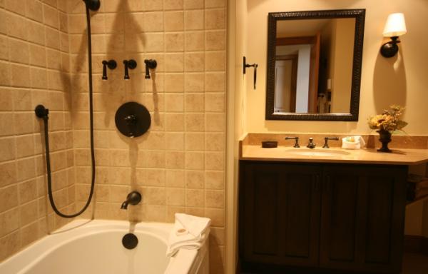 Bathroom with bath tub and shower combination	