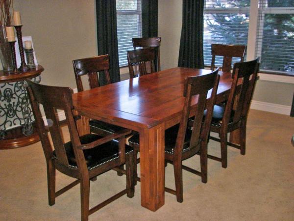 Solid alder table in formal dining room