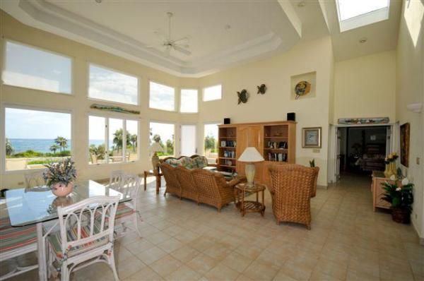 Interior with large window views of the ocean