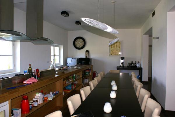 Large kitchen and dining area