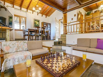Living room with chess board