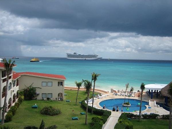 Cruise Ship in Front of Xaman-Ha