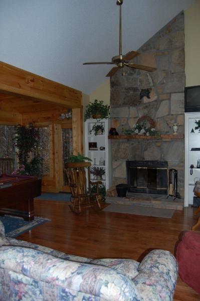 Vaulted ceilings and wood burning fireplace