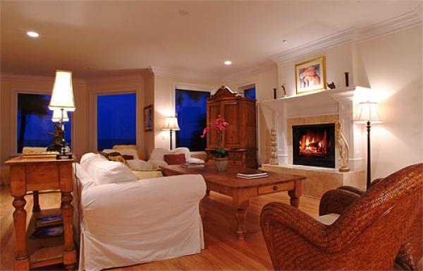 Great Room with Fireplace Evening
