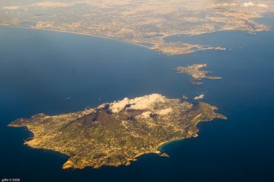 Ischia and Procida Island from the sky