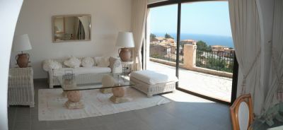Villa Syrinx living room with sea view