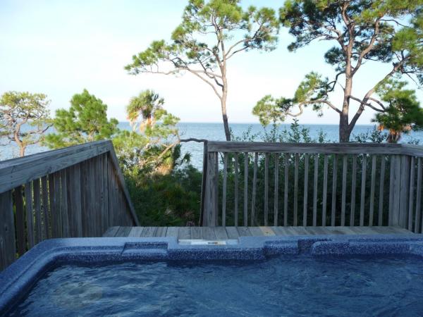 Private hot tub with awesome views of St Joseph Ba