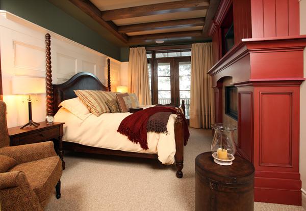 King bedroom with fireplace