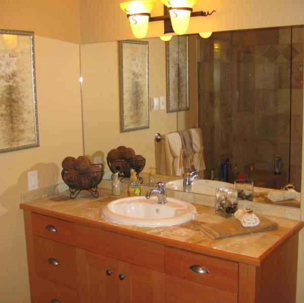 Ensuite vanity is spacious and attractive