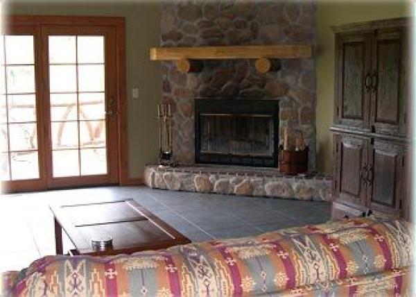The gorgeous rock fireplace