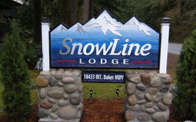 Snowline Lodge entrance sign