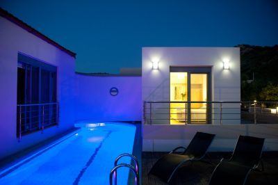 Swimming Pool of Villa in Crete at night