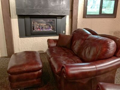 Lounge area with fireplace