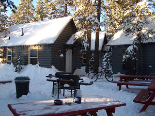 Yellowstone Cabin Side View in Winter