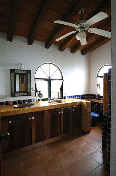 Hand painted Mexican tile bathroom