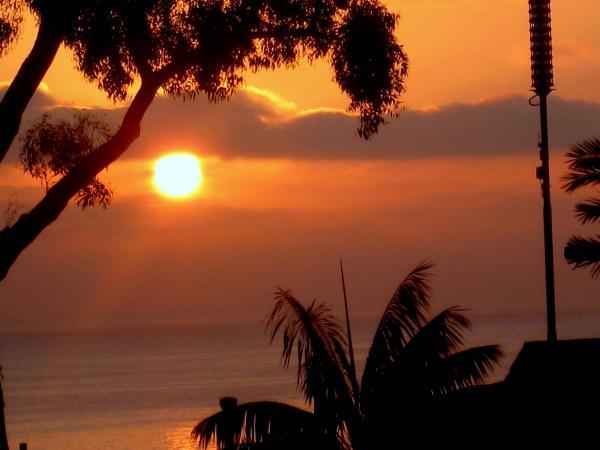 View from pation. beautiful sunset over ocean