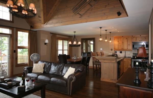 Open living room dining area and kitchen	