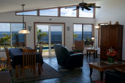 Living room with views of the ocean