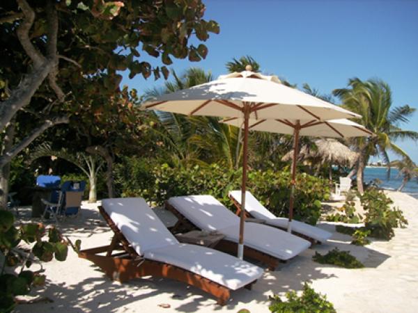 sunbeds on your own private beach