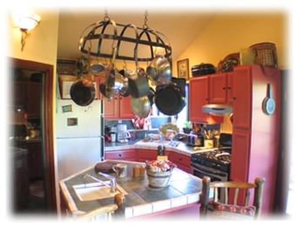 Fully stocked kitchen with prep island
