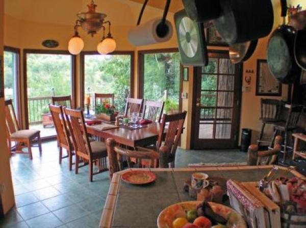 View from kitchen to dining area