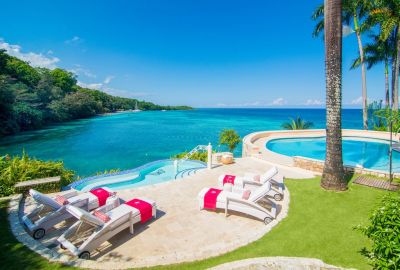 View of Caribbean Sea from pool area