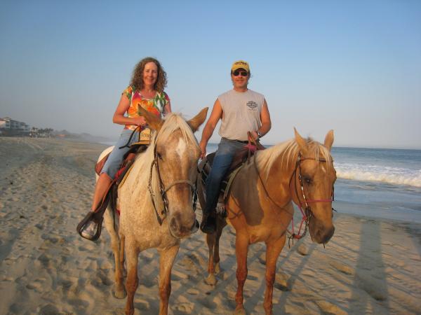 Romantic sunset rides on the beach.