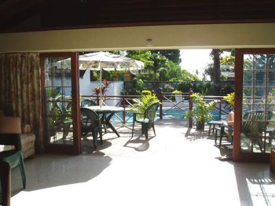 View of terrace and pool