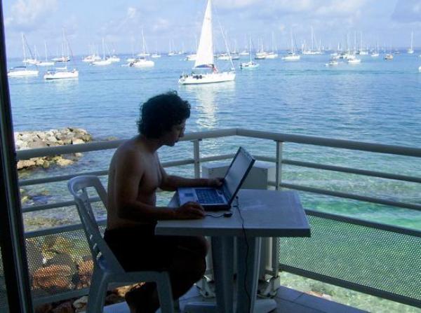 Using Lap Top in Balcony