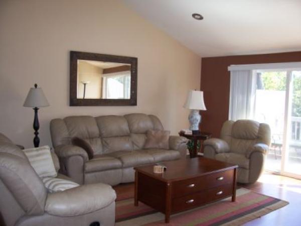 Comfortable living area that opens up to deck