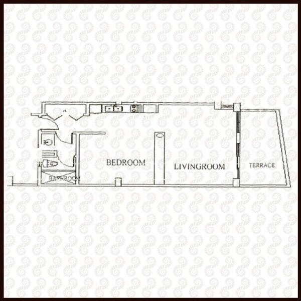 2nd Bdrm CVR Bldg Floor Plan w Liv Rm,Bath & Kitch