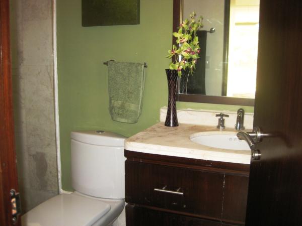 One of two full bathrooms, marble showers+ granite